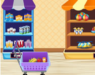 Kids go shopping supermarket